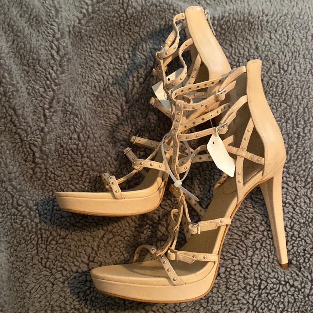 Brand New Women Vince Camuto Nude Strapped High Heel Size 10M.